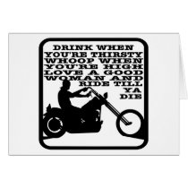 White Biker Drink Thirsty Cards
