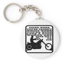 White Biker Drink Thirsty Key Chain