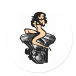 White Biker Girl Block Motor stickers