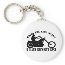 White Bikes R Like Wives Keychain