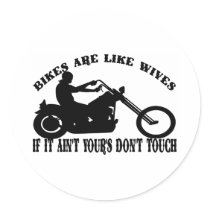 White Bikes R Like Wives Round Stickers