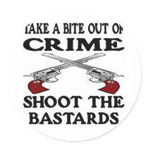 White Bite Out Crime Bastards Round Stickers