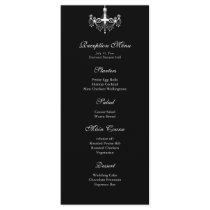 White & Black Chandelier Reception Menu