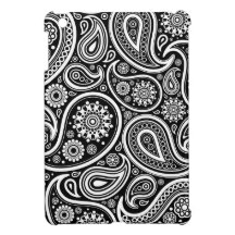 White & Black Elegant Vintage Paisley iPad Mini Cases