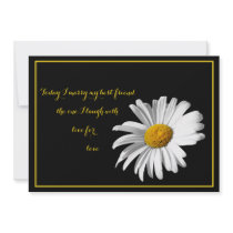 White Black Gold Daisy Wedding Invitation