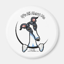 White Black Greyhound IAAM Fridge Magnet