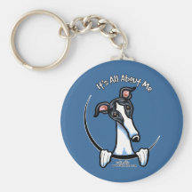 White Black Greyhound IAAM Keychains