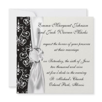 white black heart chandelier shabby damask pattern invites