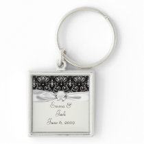 white black heart chandelier shabby damask pattern key chains