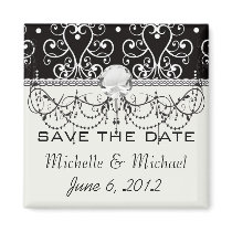 white black heart chandelier shabby damask pattern refrigerator magnets