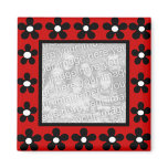 White black n red flower frame template magnet