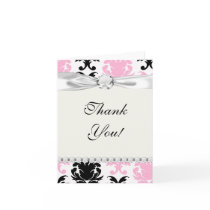 white black pink lovely bold damask card