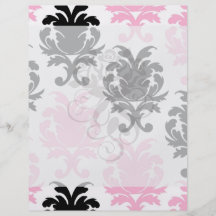 white black pink lovely bold damask custom flyer