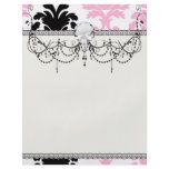 white black pink lovely bold damask flyers