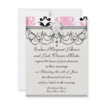 white black pink lovely bold damask invitations