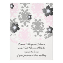 white black pink lovely bold damask custom announcement