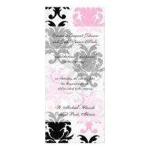white black pink lovely bold damask invites