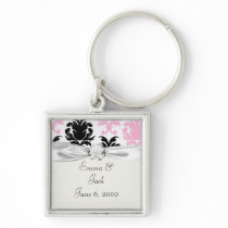 white black pink lovely bold damask key chain