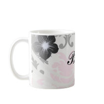 white black pink lovely bold damask mug