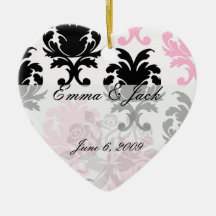 white black pink lovely bold damask christmas tree ornaments