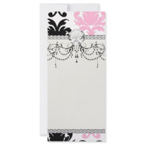 white black pink lovely bold damask personalized rack card