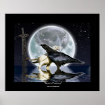 WHITE & BLACK RAVENS, TOTEM & MOON Art Poster