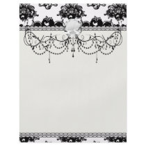 white black rose romance damask flyer design