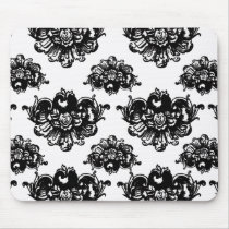 white black rose romance damask mousepads