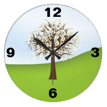 White blooming tree  Clock