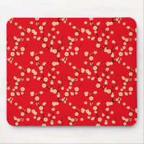 White Blossoms on Red