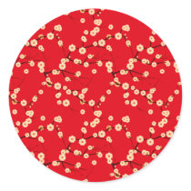 White Blossoms on Red