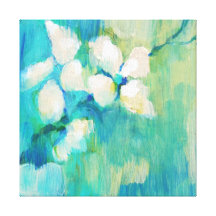 White Blossoms Stretched Canvas Print