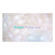 White & Blue Bokeh Photography Business Cards