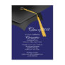 White Blue Grad Cap Graduation Party Invitation Postcards