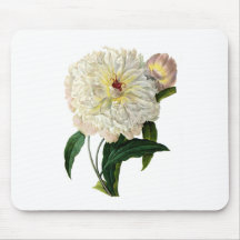 White Blush Peony By Pierre Joseph Redoute Mousepads