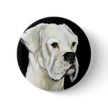 "White Boxer"Dog Art Button
