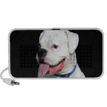 White boxer dog doodle speaker
