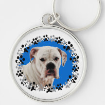 White Boxer Photo Key Chain