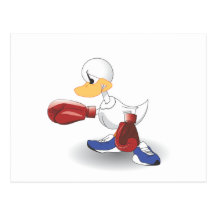 White Boxing Duck Post Card
