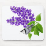 White Breasted Nuthatch on Lilacs Mousepad