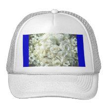 White Bridal Bouquet In Blue Hats