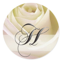 White Bridal Rose Monogram Sticker...Initial H