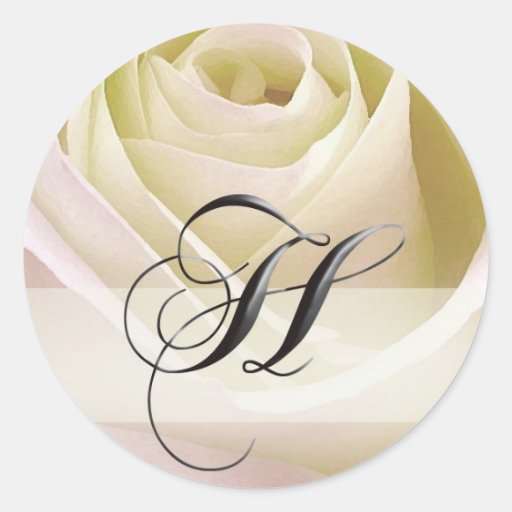 White Bridal Rose Monogram Sticker...Initial H