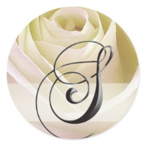 White Bridal Rose Monogram Sticker Initial S