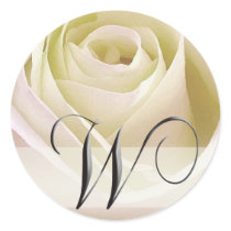 White Bridal Rose Monogram Sticker...Initial W