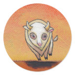 White buffalo art fun red painting contemporary stickers
