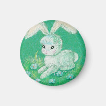 White Bunny Rabbit With Floppy Ears Magnet