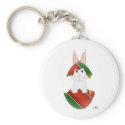 White Bunny Red Green Christmas Ornament keychains