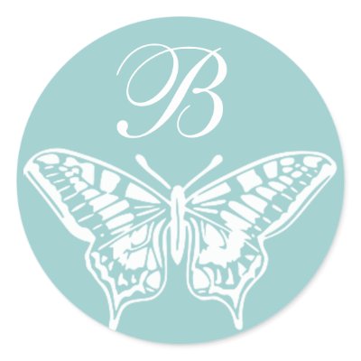 White Butterfly Customisable Monogram sticker by Cardgallery