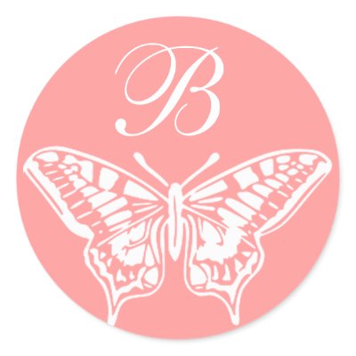 White Butterfly Customisable Monogram sticker by Cardgallery